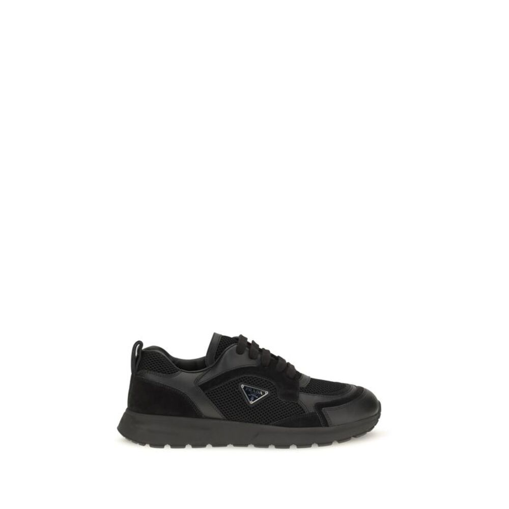 Prada Men Prax Leather And Fabric Sneakers